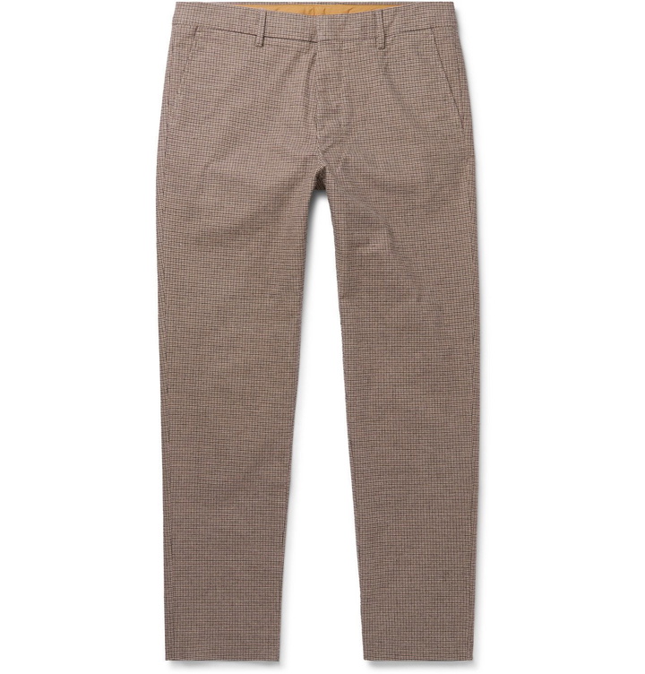 Photo: NN07 - Cade Tapered Checked Cotton-Blend Flannel Trousers - Brown