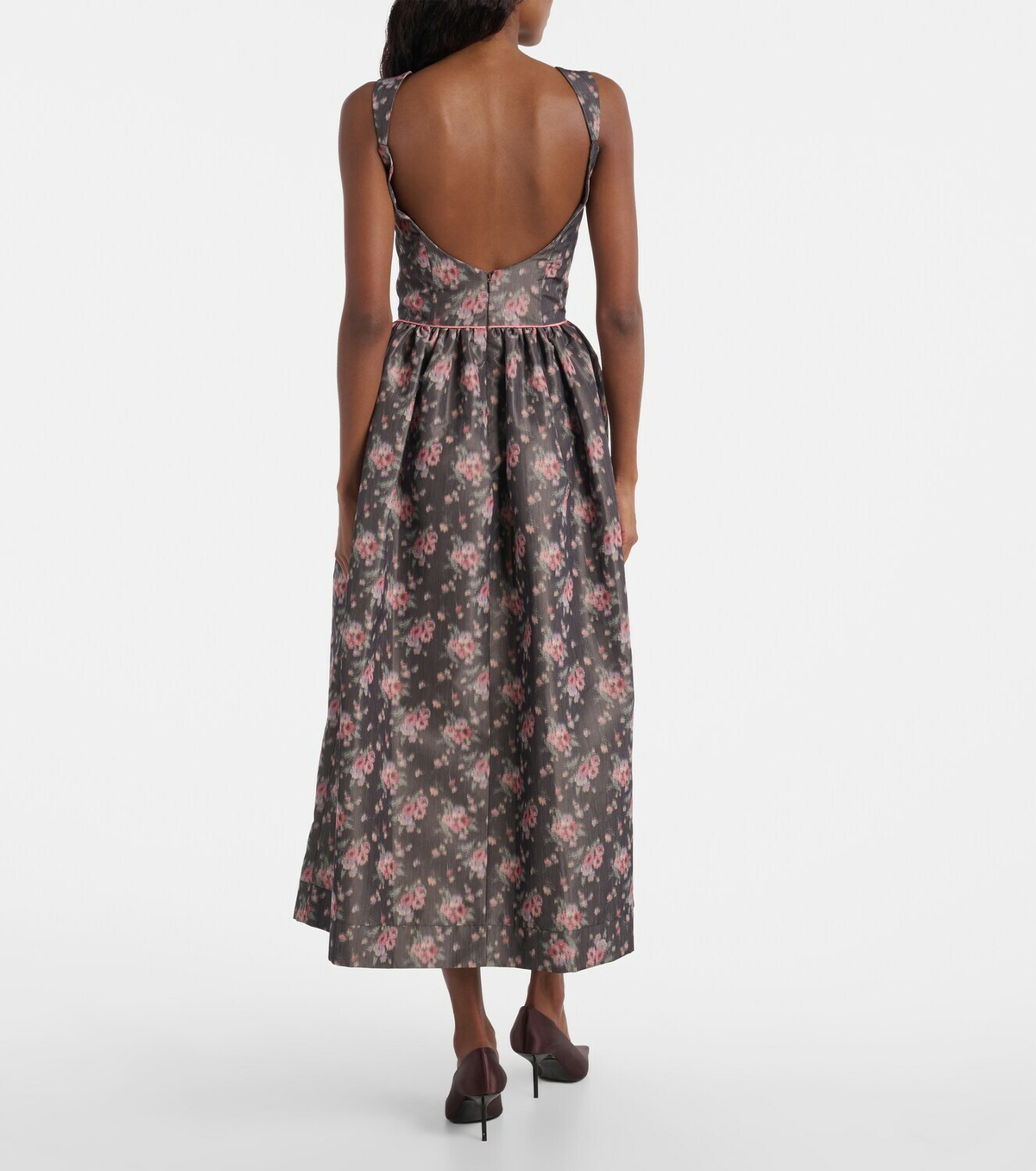 Markarian Apple floral taffeta corset midi dress