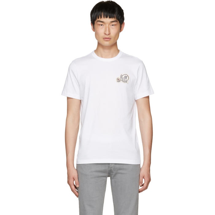 Photo: Moncler White Double Logo Patch T-Shirt