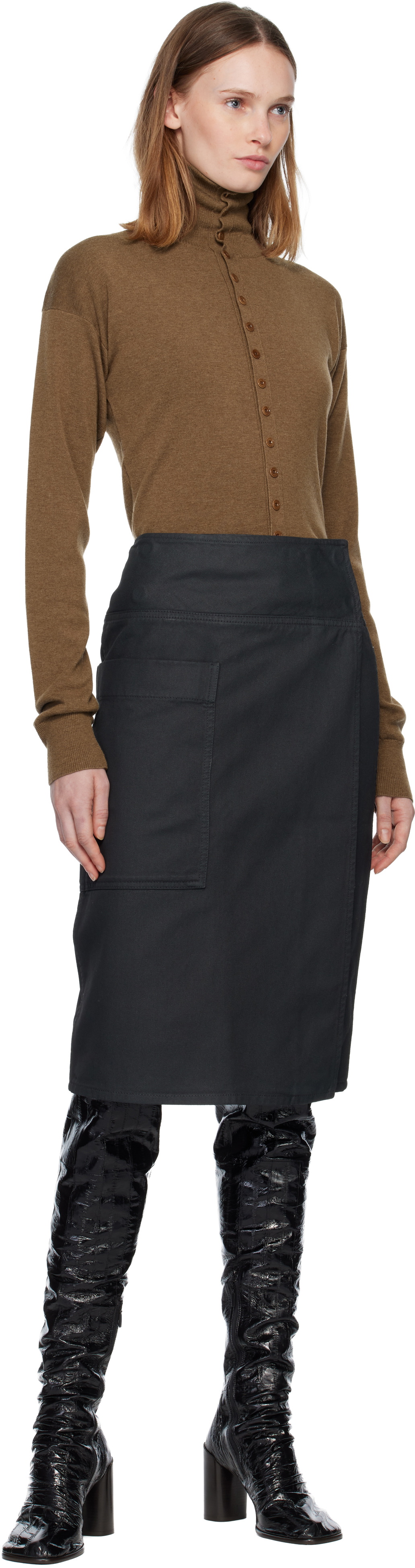 LEMAIRE Brown Buttoned Fitted Cardigan