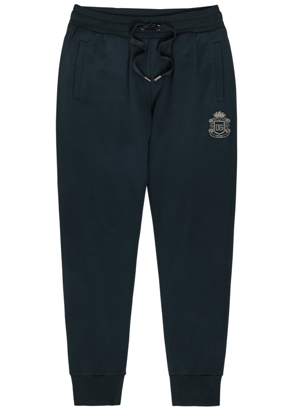 Photo: Dolce & Gabbana Logo-appliquéd Cotton Sweatpants Navy