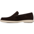 BOSS Brown Embossed Logo Suede Loafers