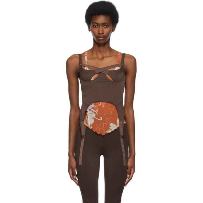 Photo: Charlotte Knowles SSENSE Exclusive Brown Tactical Bustier Tank Top