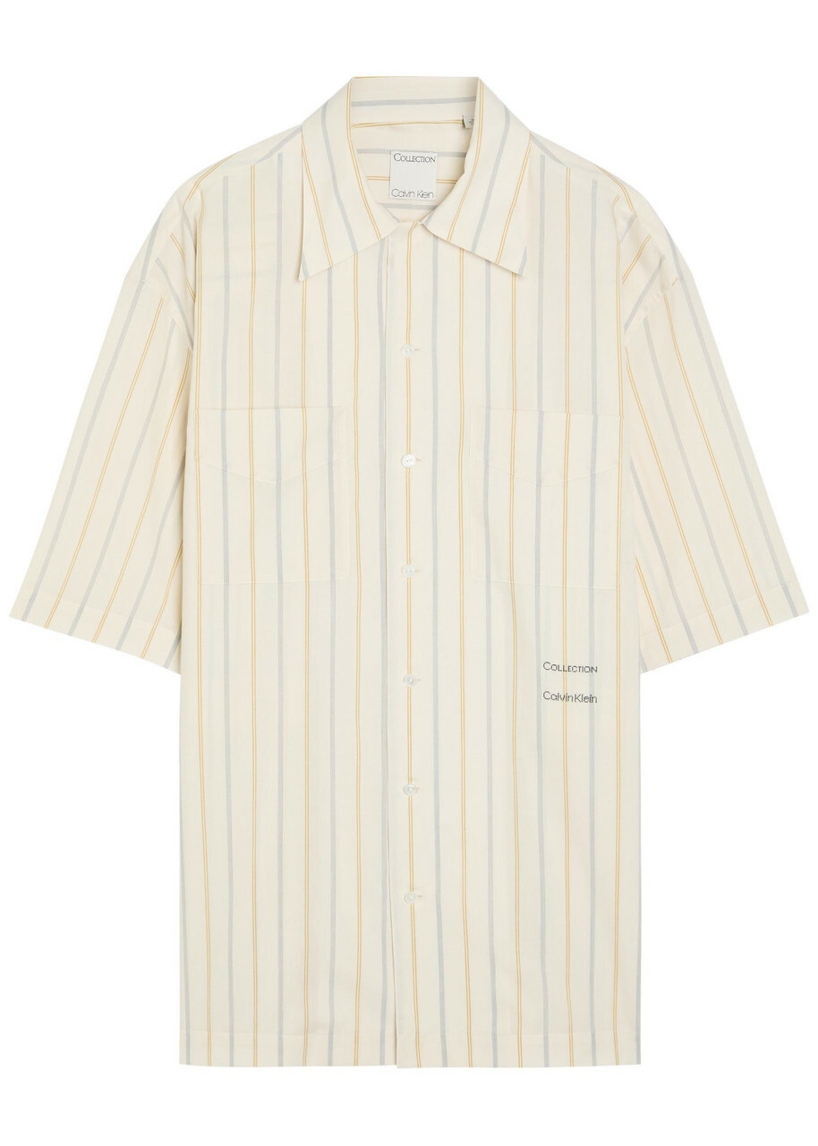 Calvin Klein Nathaniel Striped Woven Shirt Off White