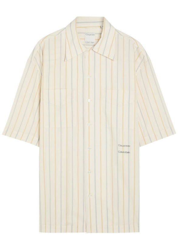 Photo: Calvin Klein Nathaniel Striped Woven Shirt Off White