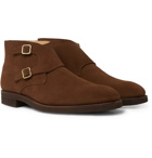 George Cleverley - Fry Suede Monk-Strap Boots - Brown