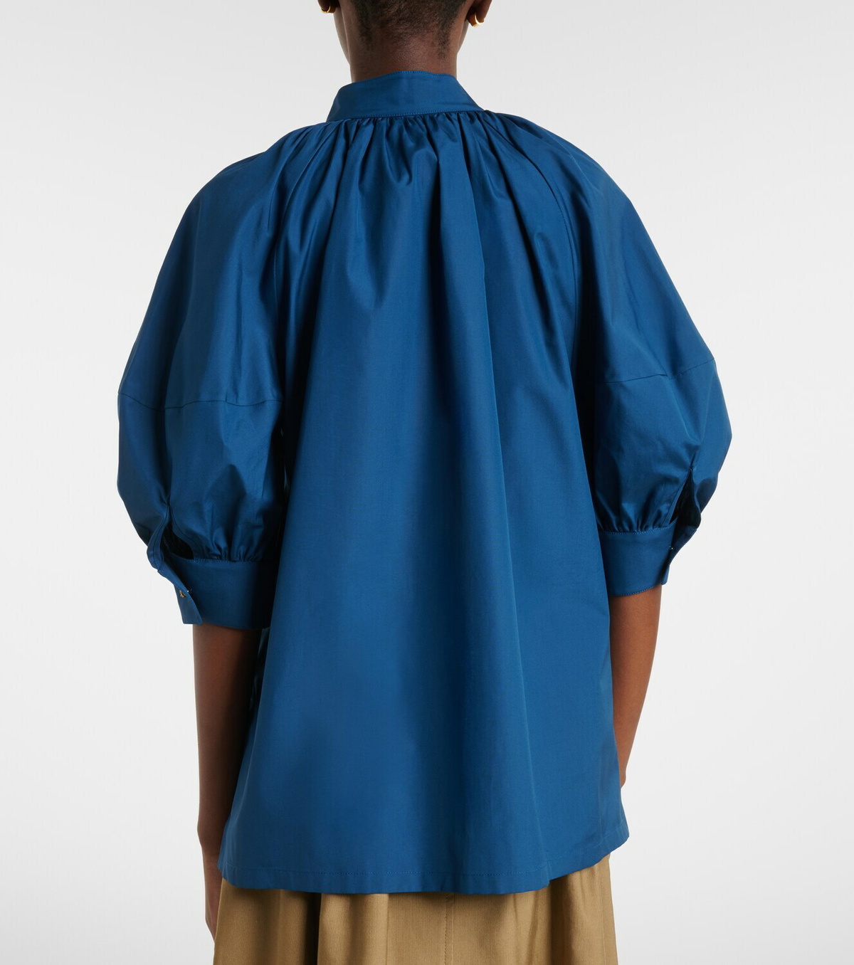 Max Mara Tie-neck cotton poplin blouse