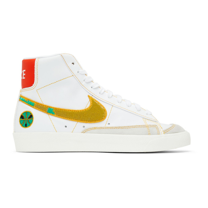 Photo: Nike White and Yellow Blazer Mid 77 Vintage Sneakers