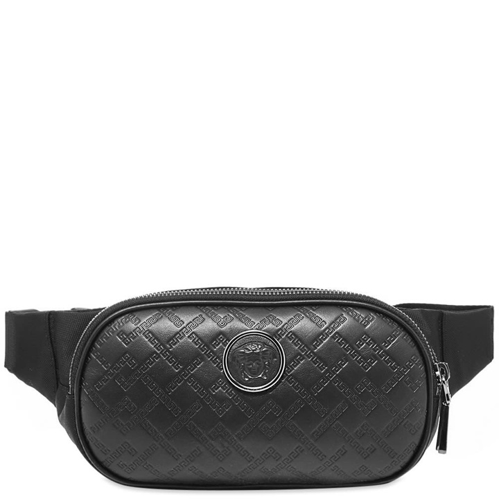 Photo: Versace Leather Embossed Greek Logo Waist Bag