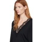 Chloe Black Wool and Silk Lace V-Neck Sweater