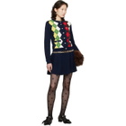 GANNI Navy Cashmere Wool Miniskirt