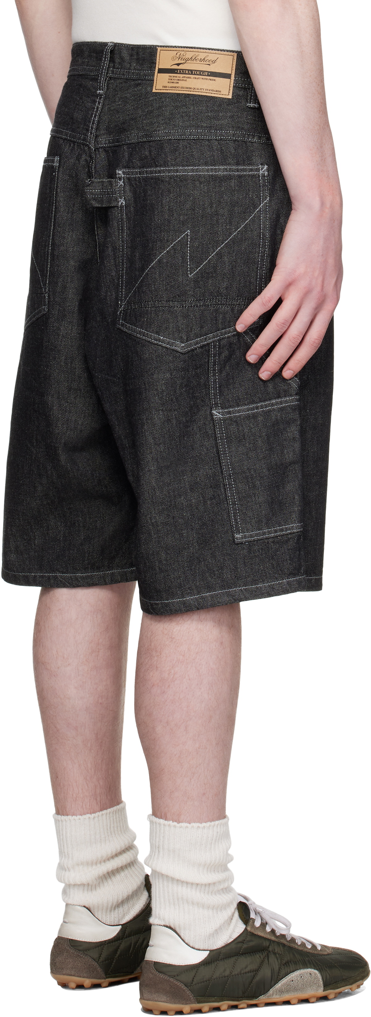 Neighborhood Black Painter Denim Shorts
