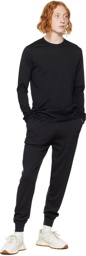 Sunspel Black Cotton Long Sleeve T-Shirt