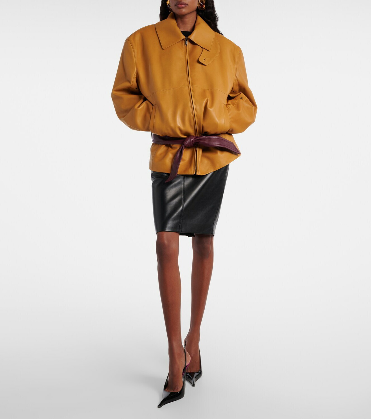 Saint Laurent Belted leather jacket
