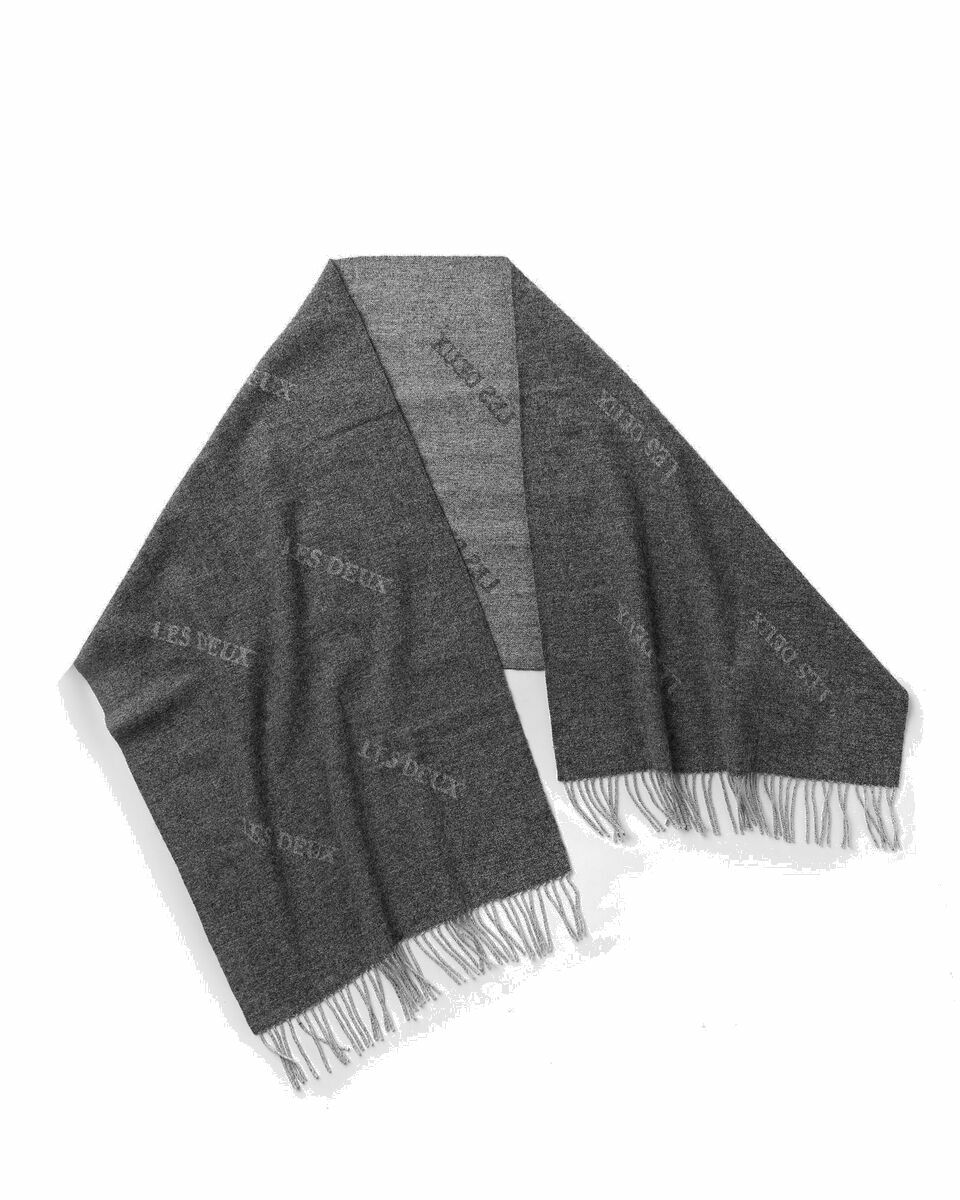 Photo: Les Deux Les Deux Intarsia Wool Scarf Grey - Mens - Scarves