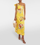 Zimmermann One-shoulder floral linen midi dress