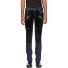 Balmain Blue Denim and Velvet Jeans