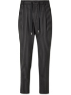 DOLCE & GABBANA - Slim-Fit Cropped Tapered Pinstriped Wool Drawstring Trousers - Black