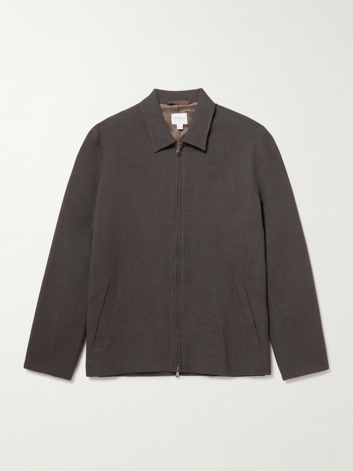 Sunspel - Textured Wool-Blend Harrington Jacket - Brown