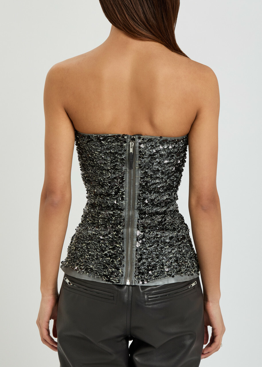 Rick Owens Sequin-embellished Mesh top Black