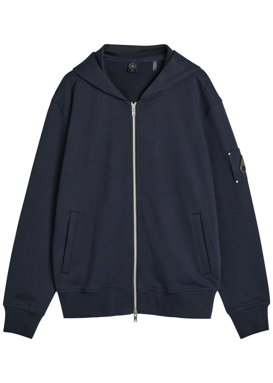 Moose Knuckles Hartsfield Zip-up Cotton Hooded Sweatshirt Navy