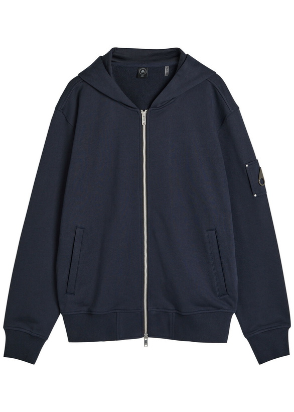 Photo: Moose Knuckles Hartsfield Zip-up Cotton Hooded Sweatshirt Navy