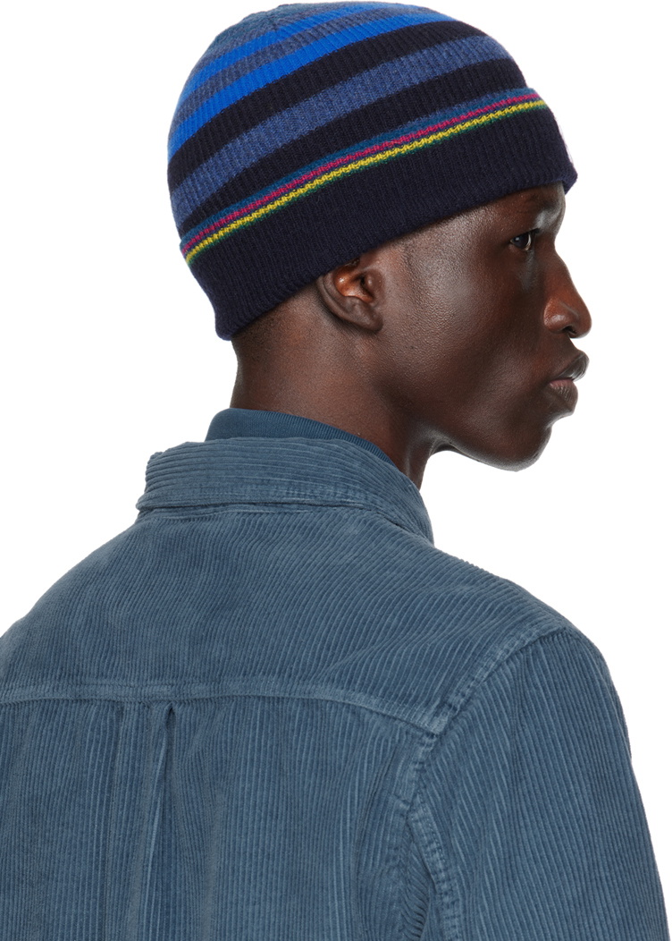 PS by Paul Smith Blue Zebra Stripe Beanie