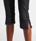 Mugler Mesh-trimmed denim capri pants