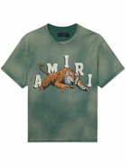 AMIRI - Logo-Print Distressed Cotton-Jersey T-Shirt - Green