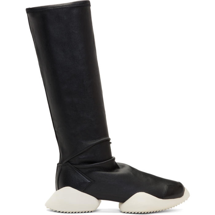 Photo: Rick Owens Blak and White adidas Originals Edition Viscous Stretch Sock Sneakers 