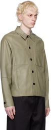 Emporio Armani Khaki Patch Leather Jacket