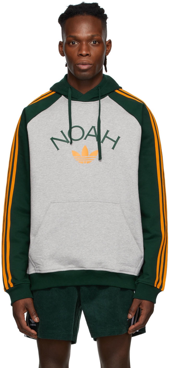 Noah Grey & Green adidas Originals Edition 3-Stripes Hoodie Noah NYC