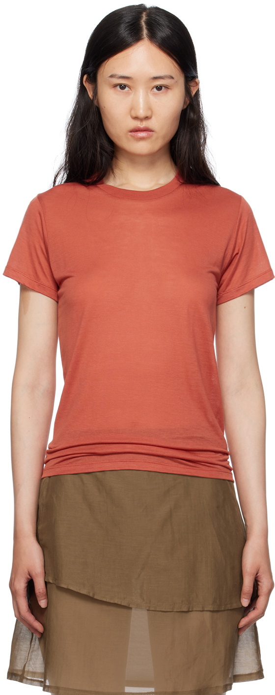 Baserange Red Semi-Sheer T-Shirt Baserange