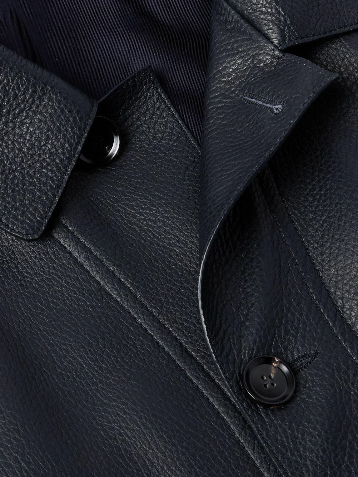 Brioni - Padded Leather Jacket - Blue