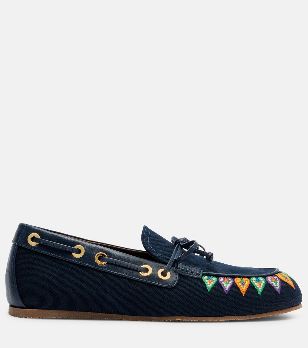 Etro Embroidered canvas boat shoes