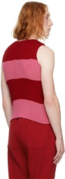 CFCL SSENSE Exclusive Red & Pink Fluted Tank Top