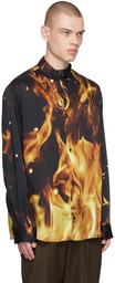 Balmain Orange Fire Print Shirt