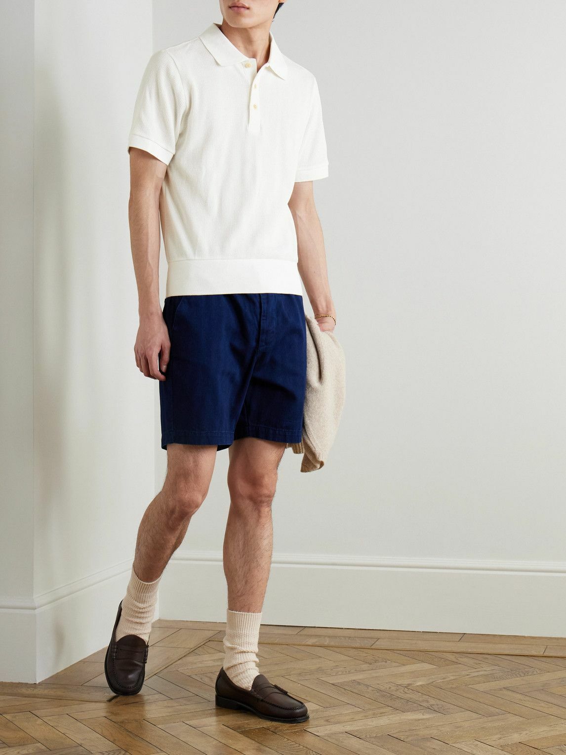 Oliver Spencer - Osborne Straight-Leg Herringbone Cotton Shorts - Blue