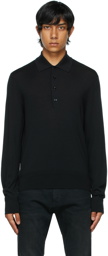 TOM FORD Black Fine Gauge Merino Long Sleeve Polo