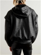 SAINT LAURENT - Logo-Embossed Textured-Leather Hoodie - Black