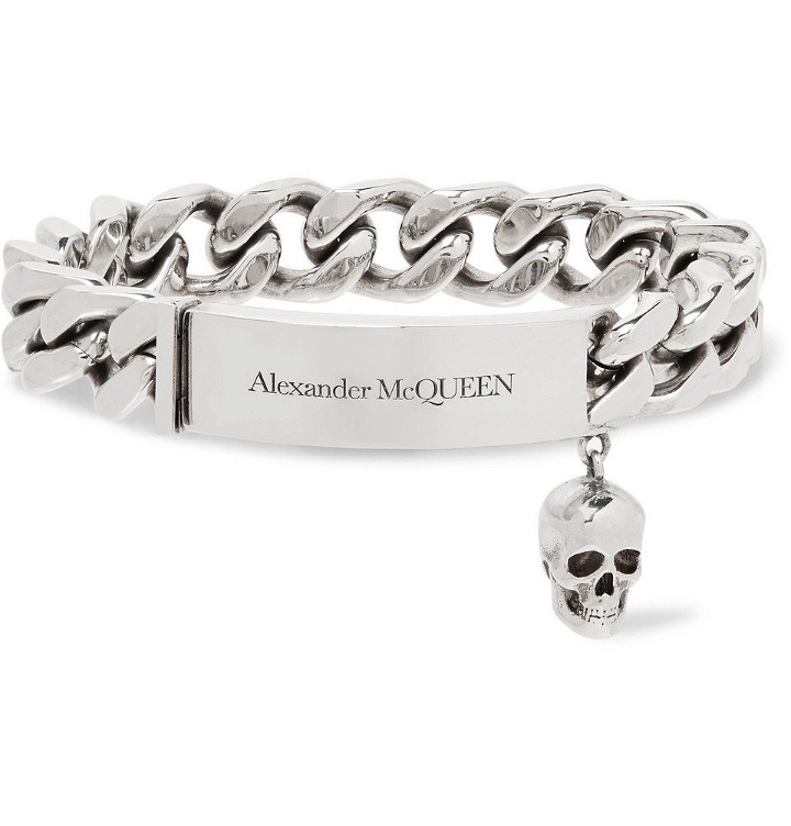 Photo: Alexander McQueen - Logo-Engraved Silver-Tone ID Bracelet - Men - Silver