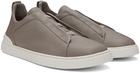 ZEGNA Gray SECONDSKIN Triple Stitch Sneakers