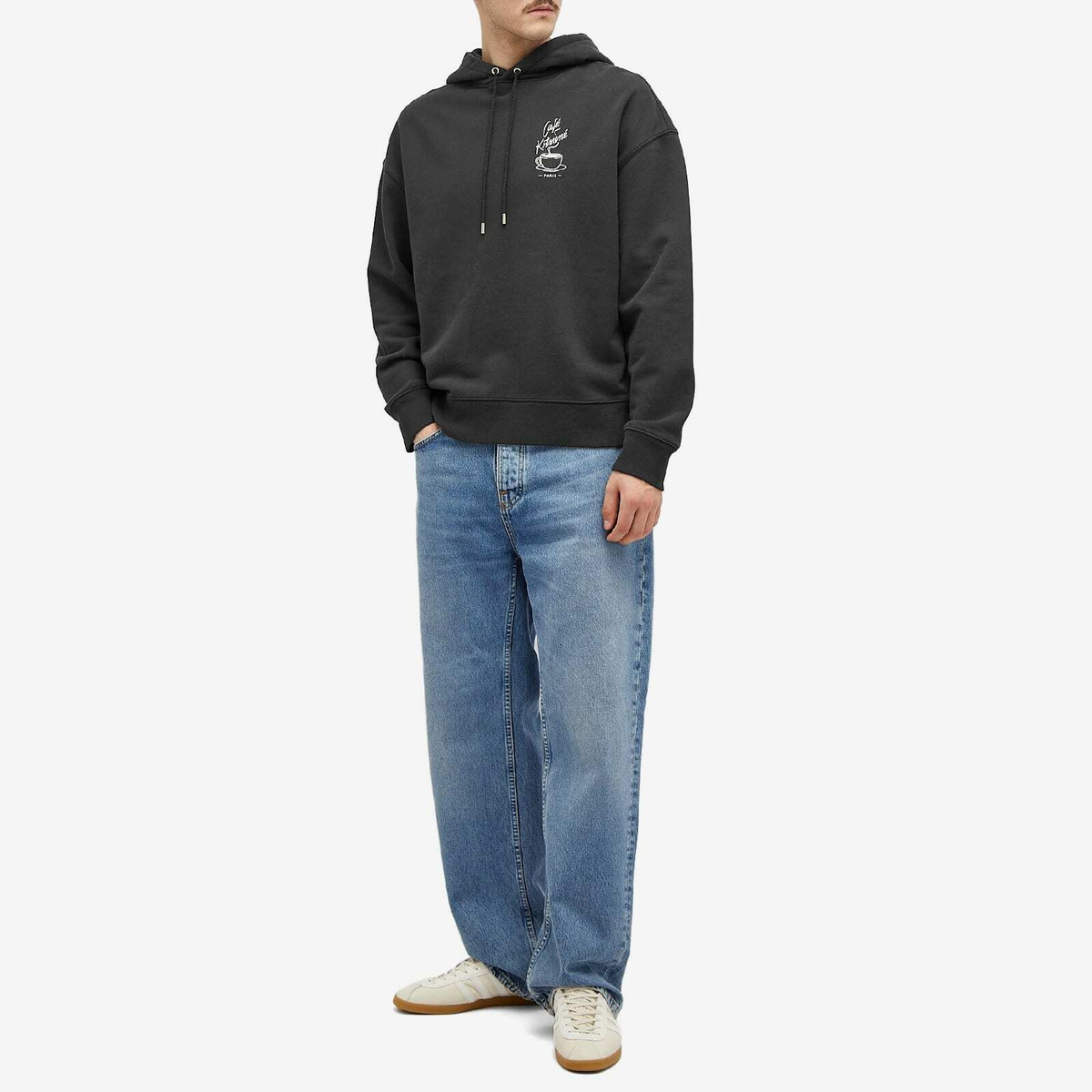 Maison Kitsuné Men's Café Kitsuné Coffee Cup Hoodie in Black