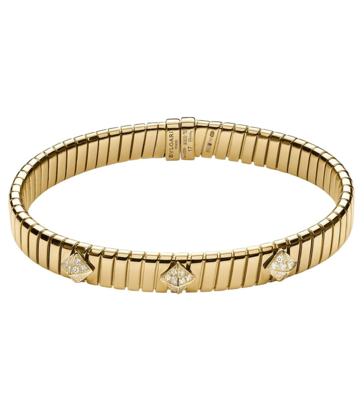 Photo: Bvlgari Bvlgari Tubogas 18kt gold bracelet with diamonds