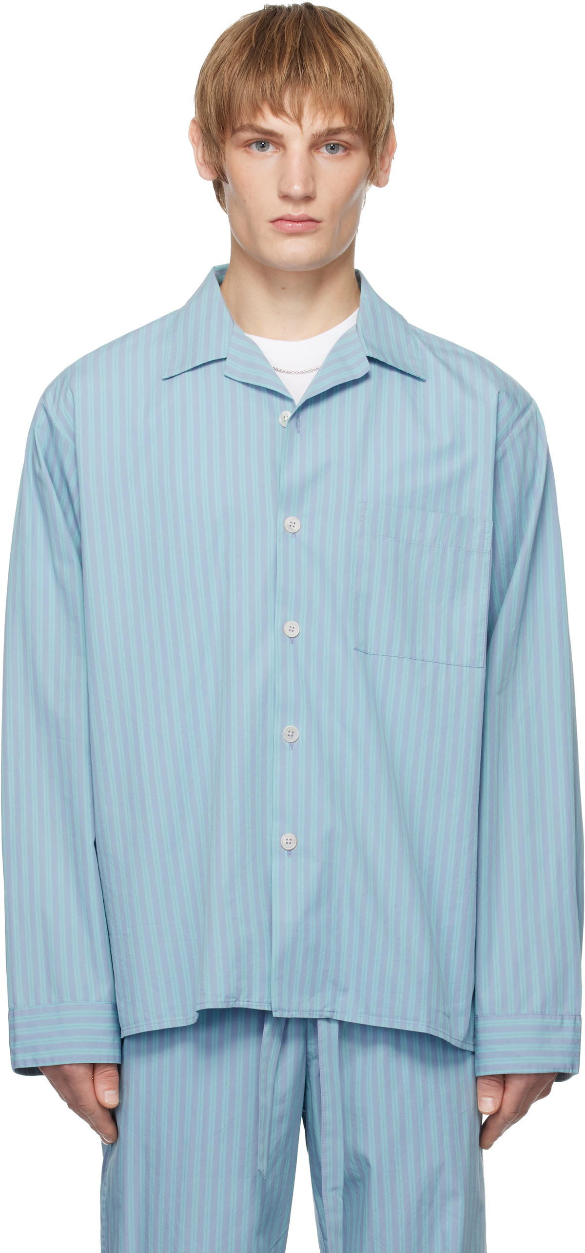 Tekla SSENSE Exclusive Blue AURALEE Edition Cotton Poplin Pyjama