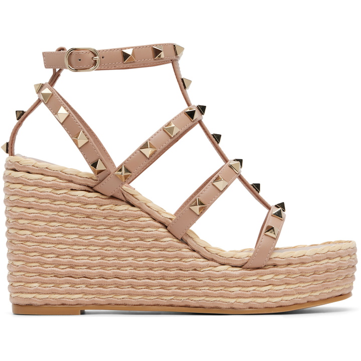 Photo: Valentino Garavani Pink Rockstud Ankle Strap Wedge Heeled Sandals