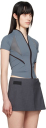 HYEIN SEO Blue Slashed Zip T-shirt