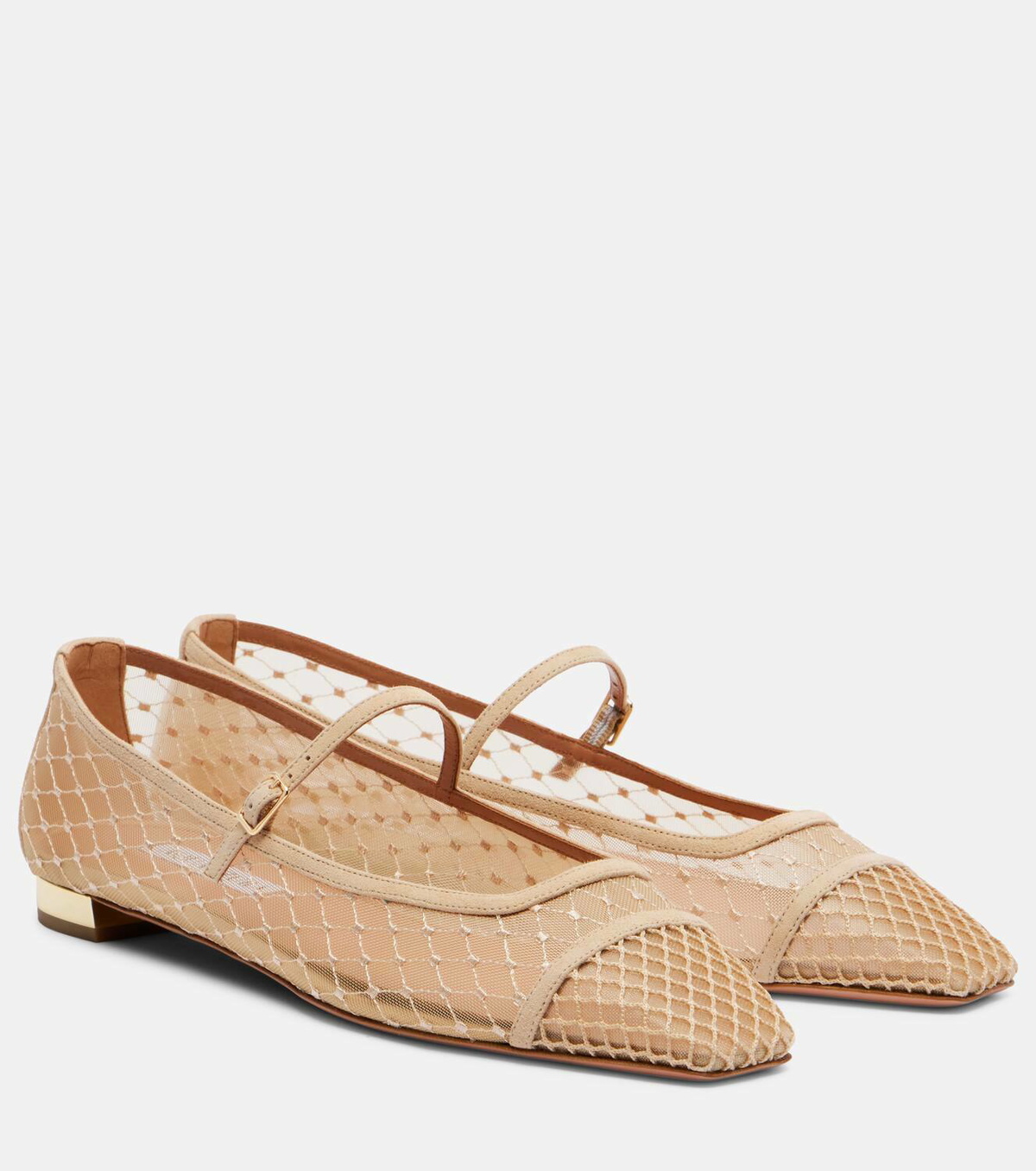 Aquazzura Juliette suede-trimmed Mary Jane flats Aquazzura