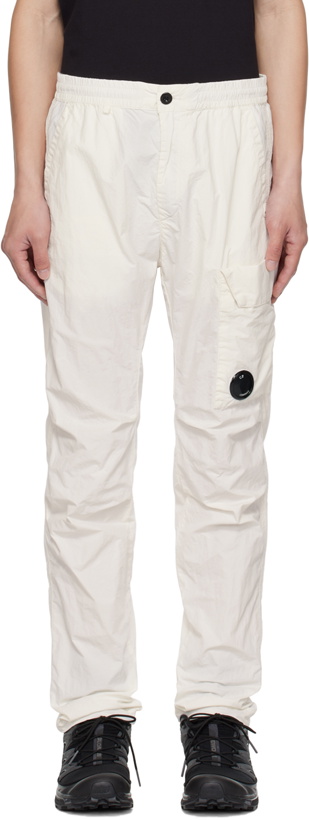 Photo: C.P. Company White Garment-Dyed Sweatpants