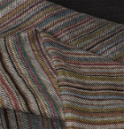Paul Smith - Fringed Striped Wool-Twill Scarf - Black